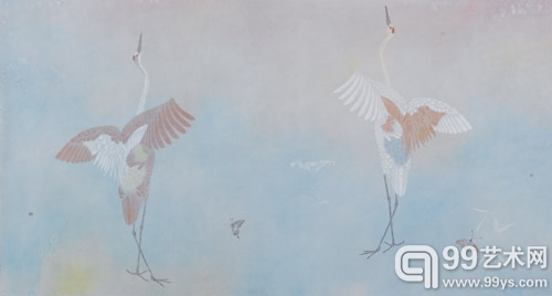 高重飞 《 飞语》  93.5×173  设色纸本