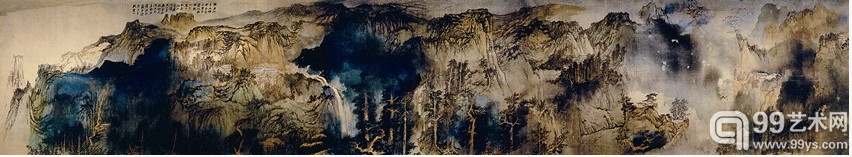 张大千拼老命所作巨构《庐山图》，正式于1981年7月7日开笔，至1983年1月21日大致完成在历史博物馆展出