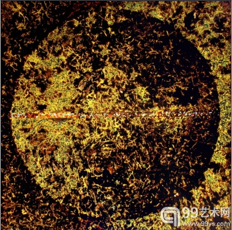 《扩展——界定之三》佘国华  天然大漆、螺钿、麻丝   尺寸80cm×80cm 创作年代2009年
