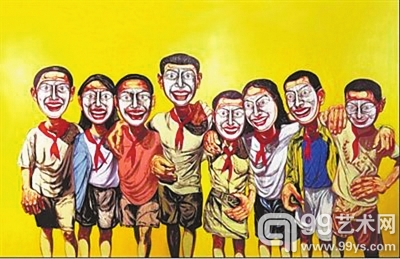 面具系列1996NO.6油画200×360cm1996年作