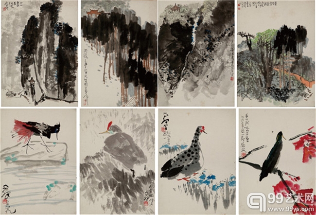 李琼久《青城天下幽》设色纸本 26.5×37cm（8幅册页） 估价：20万-40万(RMB)