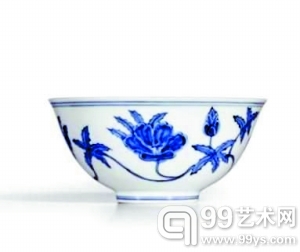 明成化青花缠枝秋葵纹宫盌