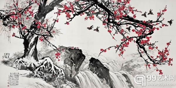 《梅竹清流图》