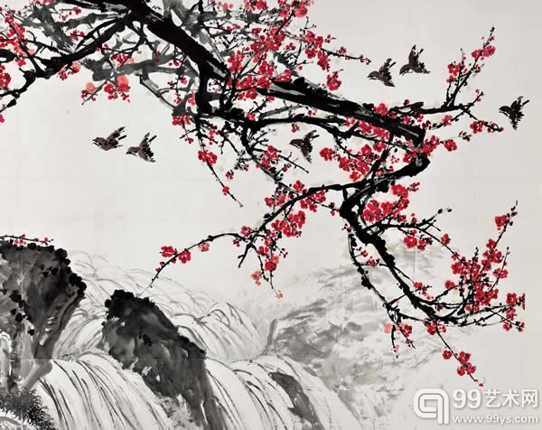 《梅竹清流图》