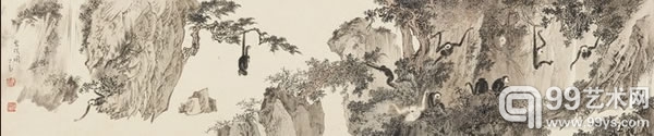 Top7 溥儒 猿图 镜心