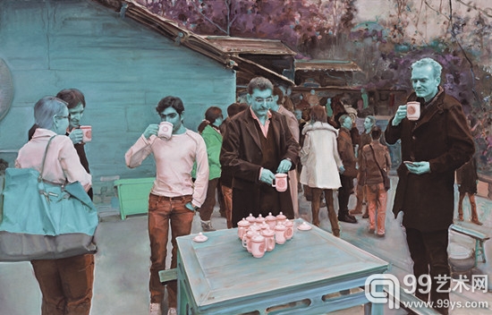 老鹰茶的滋味 布面油画180x280cm 2013