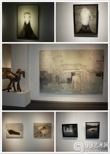 展览现场绘画作品风格各异，十分丰富