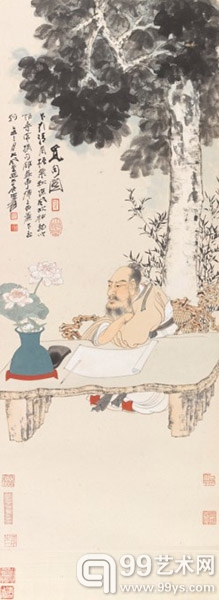 张大千（1899-1983）仿陈老莲觅句图