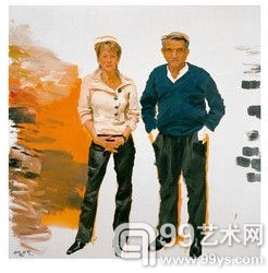 刘小东作于2005年的《尤伦斯夫妇画像》