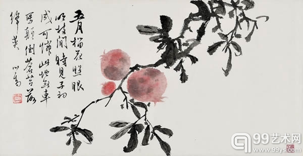 溥儒 宋人朱熹《题榴花》诗意图 57×30cm 约1.6平尺