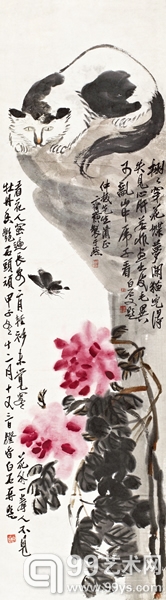 齐白石  富贵耄耋  立轴  设色纸本  126.5×35cm.