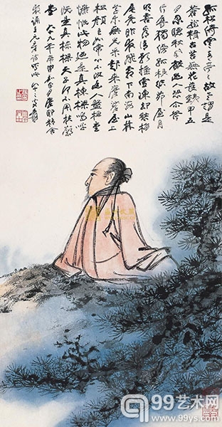 张大千 《听松图》73×38cm