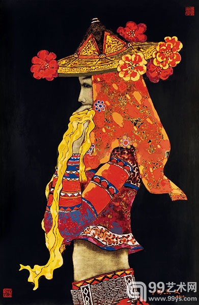 汤志义《惠风和畅》漆画 90×60cm 成交价：49.45万元