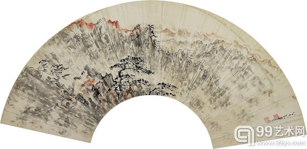 179号 董寿平 黄山大型扇面山水