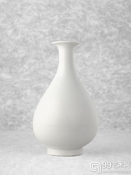 明永乐甜白釉暗花榴开百子玉壶春瓶