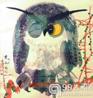 黄永玉创作的《猫头鹰》。