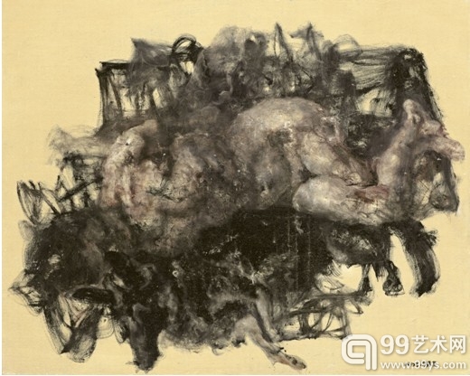 蔡国强  《来自天上的焰火计划草图》  2003  火药爆破 纸本  269.5x403cm 预估价：1200万至2200万台币