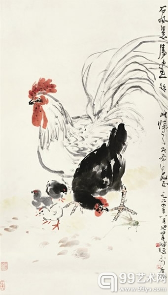 关山月 （1912-2000） 将雏图 