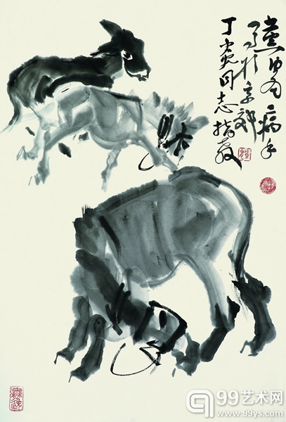 黄胄《墨驴图》水墨纸本立轴 68×46cm