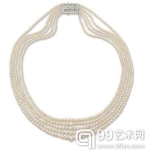 白色天然无经处理珍珠钻石项链