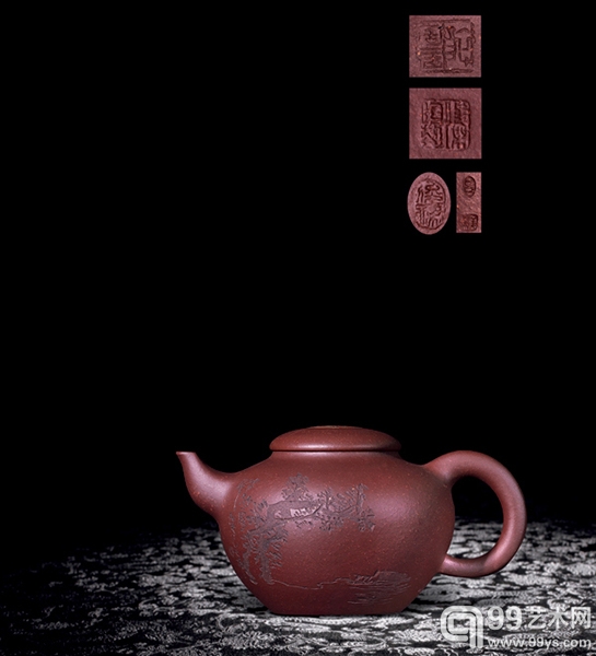 “吕俊杰”制紫砂壶   款识：“無心处处禅”   长17cm