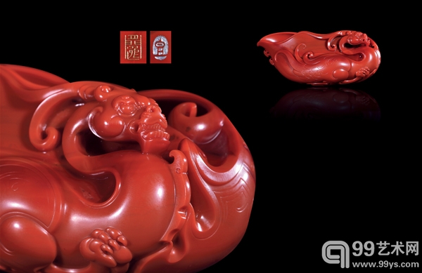 南红玛瑙应龙杯 作者：豆中强  长10.5cm