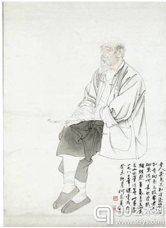 何家英 工笔人物 91.7x64.3cm 设色纸本 镜框