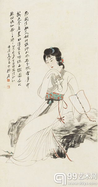 张大千（1899～1983）   执扇仕女图