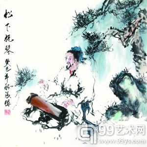 国之美在售的艺术家作品：张辉《松下抚琴》。