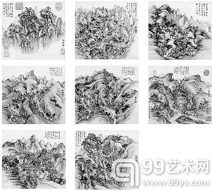 清宫画家董邦达作品《葛洪山八景》以5060万元的成交价，创出画家作品新纪录。以上为其中“四景”。