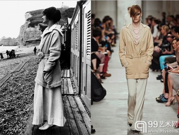 左：Gabrielle Chanel香奈儿 1912穿的外套 右：Chanel 2014早春系列