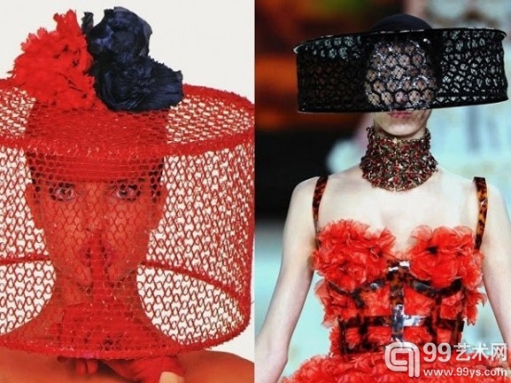 左：Pierre Cardin 1987的设计 右：Alexander McQueen 2013春夏系列
