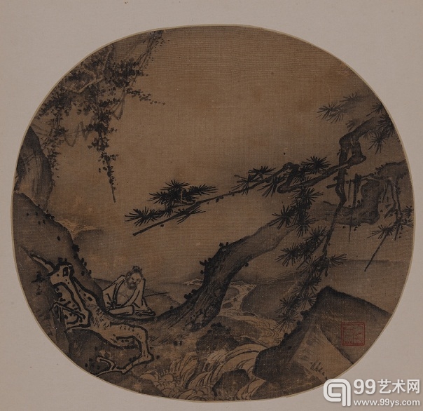 马远《松崖观瀑图》