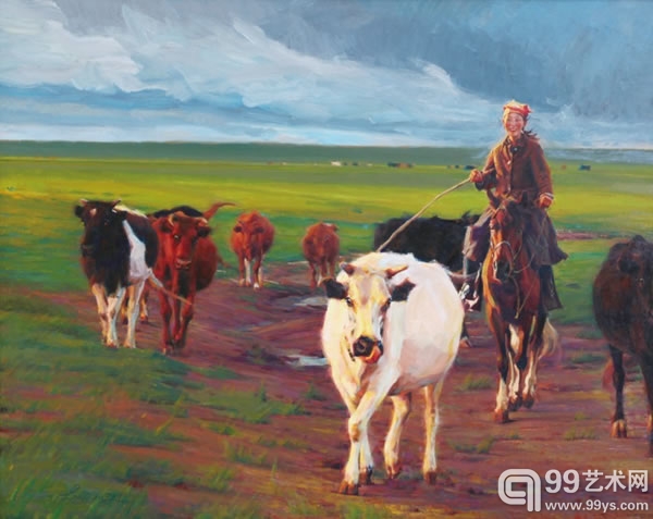 龙力游 牧归 布面油画 80×100cm 2011