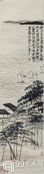 齐白石（1864-1957）  湖光帆影