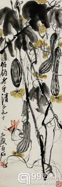 齐白石（1864-1957） 丝瓜草虫 