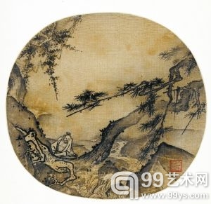 马远 《松崖观瀑图》