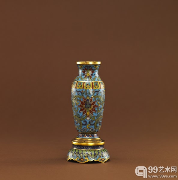 清乾隆,铜胎掐丝珐琅花插,H13cm