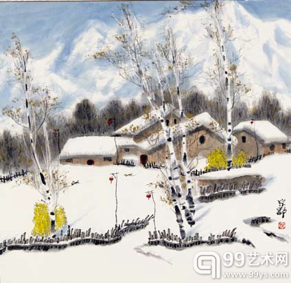 寇宗鄂 阳光弥漫的清晨 68x68cm 设色纸本 镜框 北京传是2013年秋拍拍