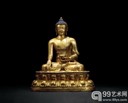 清乾隆 宫廷造铜鎏金释迦摩尼坐像