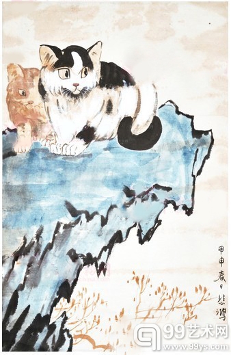徐悲鸿《双猫图》