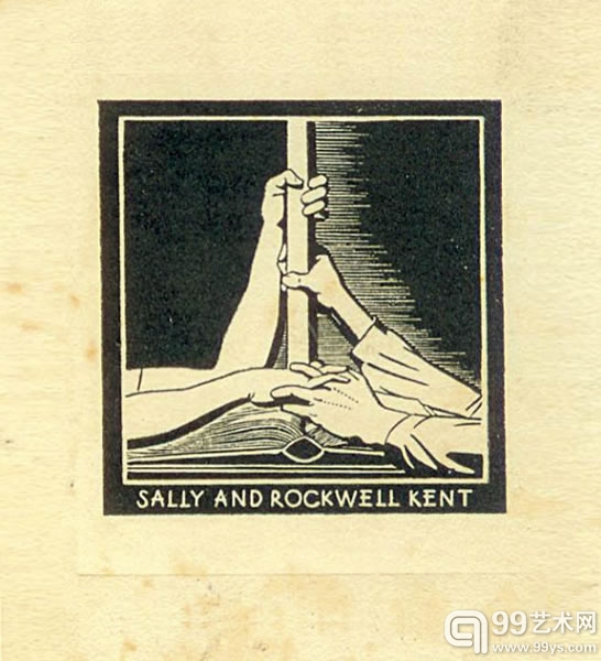 3.肯特与萨利的藏书票，肯特绘，木刻（1947年）