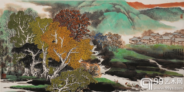 嵇康诗意 68 x 139.5cm 设色纸本.