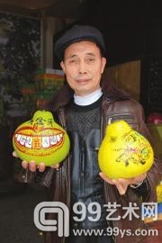 龚省吾和他画的廉政漫画柚子。