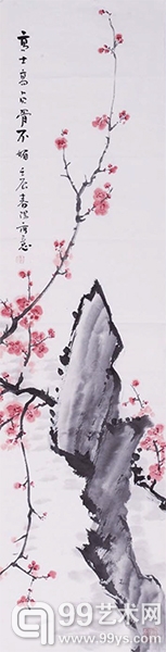 霍春阳花卉八条屏之一　135x35cm