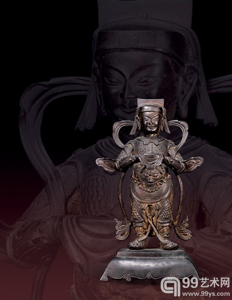 明 铜鎏金关平像 高48.5cm