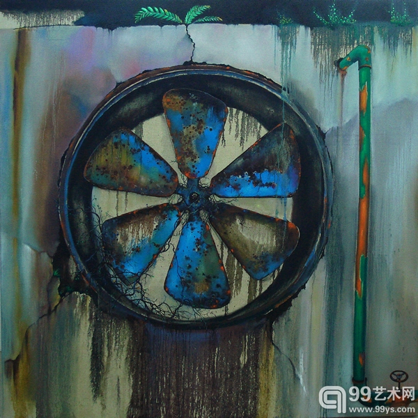 《不在工作的车间》2012年，200X200，布面油彩，石羆。
