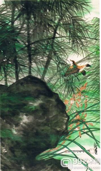 陈佩秋（1922—）  幽谷鸣禽