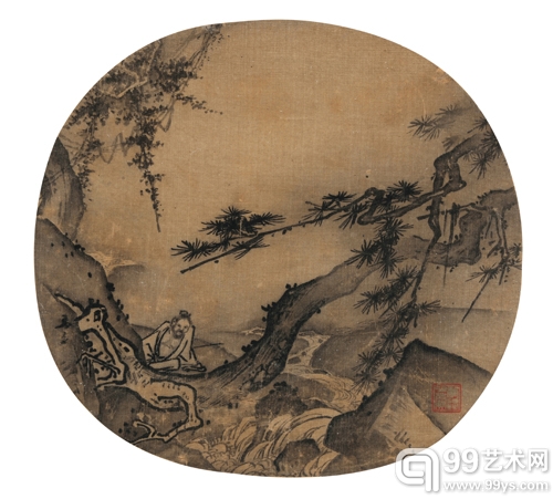 松岩观瀑图