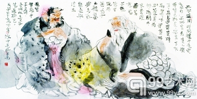 卢中见作品《孔子适周问礼》。